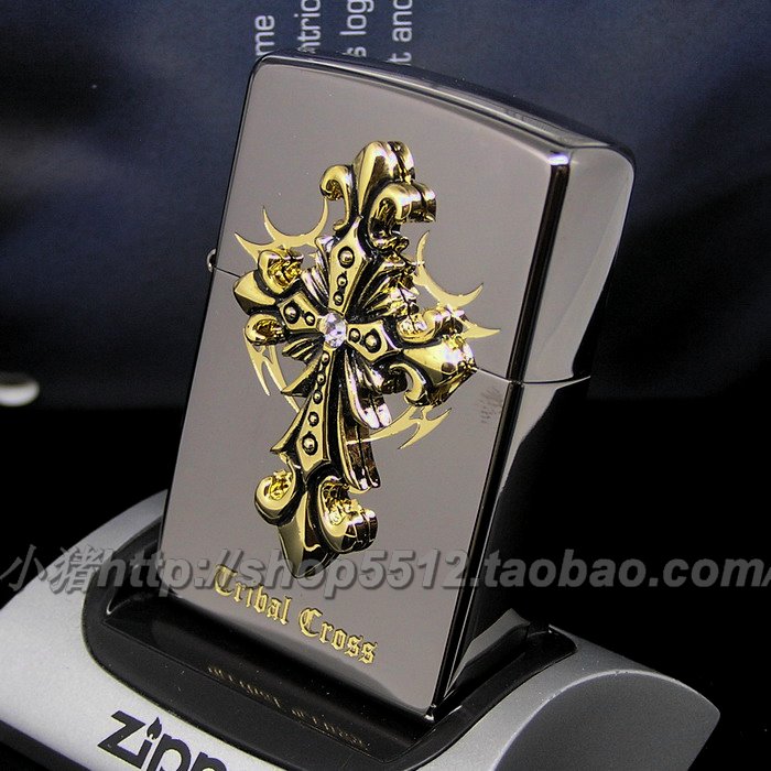18 years old shop Pig Zippo Black Ice Silver Saint Angel Tribe Cross TRIBAL CROSS