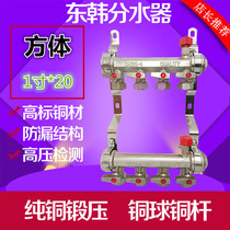 East and South Korea Home 1 inch 4 points 20 thickened large body full copper pure copper integrated heating geothermal floor heating water distributor