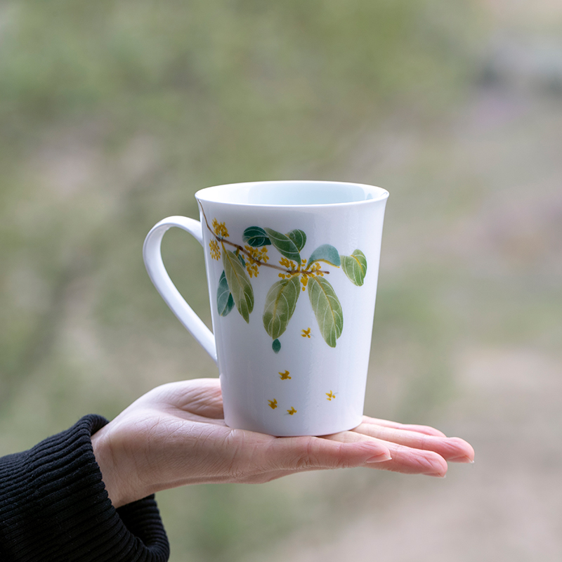 Landscape Room twelve Flower Gods Series Handpainted Osmanthus Ceramic Mark Cup Gift Cup Children's Creative Water Glass Home