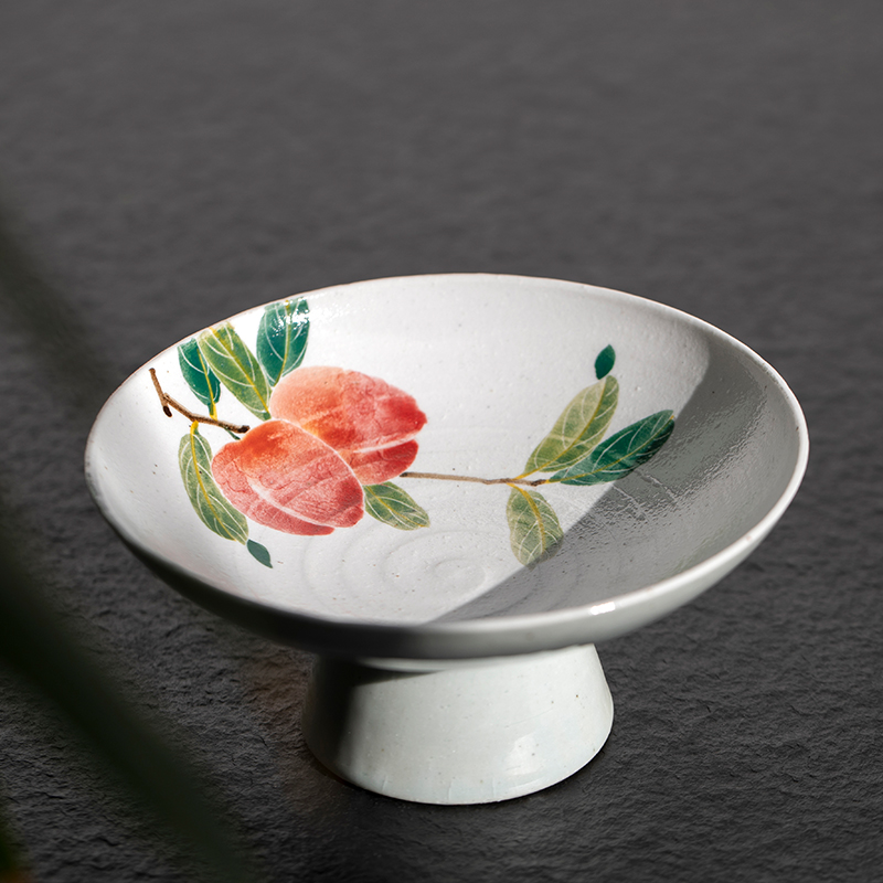 Landscape Room more than three High Foot Hand-painted Fruit Pan Pomegranate Suades handmade ceramic dish Home Snack Tray