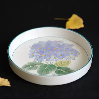 Hydrangea sunflower hand drawing plate Jingdezhen ceramic disc fruit plate snack snack snack plate tea plate