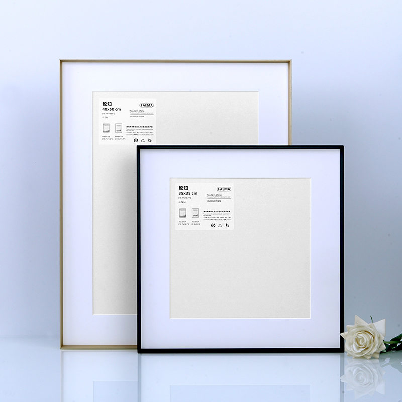 Shanghai Aluminum Alloy Picture Frame, Square, 55 Black Cardboard Photo Frame, Wall-Mounted, Extremely Narrow Frame, Beveled Edge, Three-Dimensional Metal Frame
