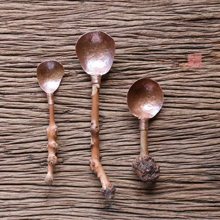 The original simple and casual creative teaspoon handmade copper tree tumor niche food spoon 3D395 to 97