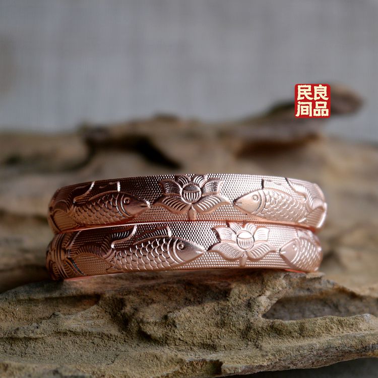 Baizu trang sức đồng đỏ vòng đeo tay điều trị giải phóng mặt bằng dân tộc trang sức cổ điển phong cách mua 5 túi 3D363 374 - Vòng đeo tay Cuff vòng huyết long
