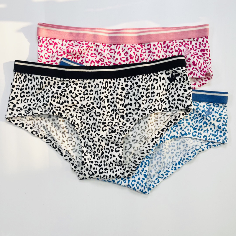 Aerie Pure Cotton Leopard Print Sports Comfortable Hip-Hugging Small Size Briefs XS Size Black Blue Pink