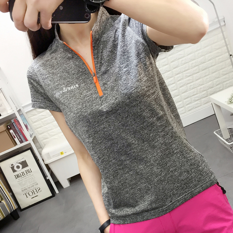 Quick-drying short-sleeved T-shirt thin section sports slim large size breathable stand-up collar hiking t outdoor quick-drying underwear half-sleeved summer