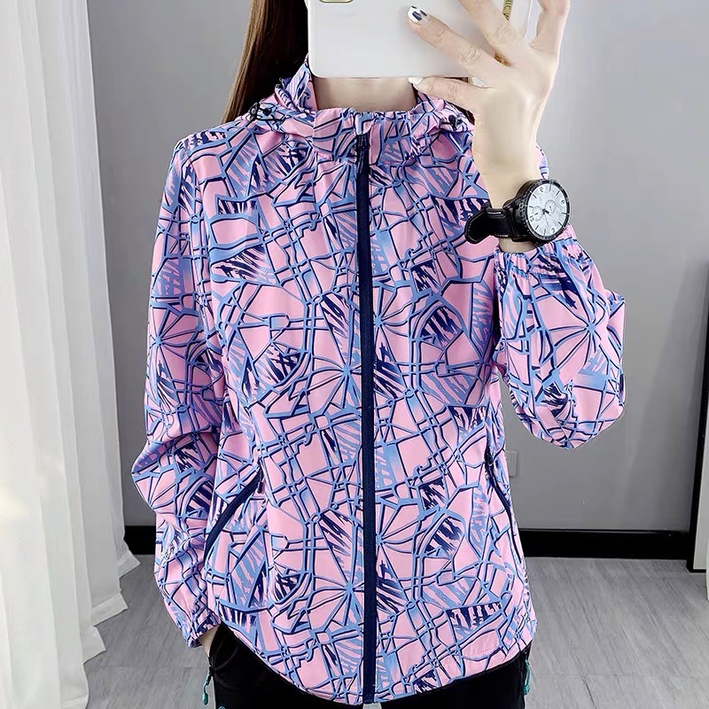 UPF45 sunscreen clothing mesh lining thin jacket women's spring and autumn waterproof breathable jacket outdoor camouflage mountaineering clothing