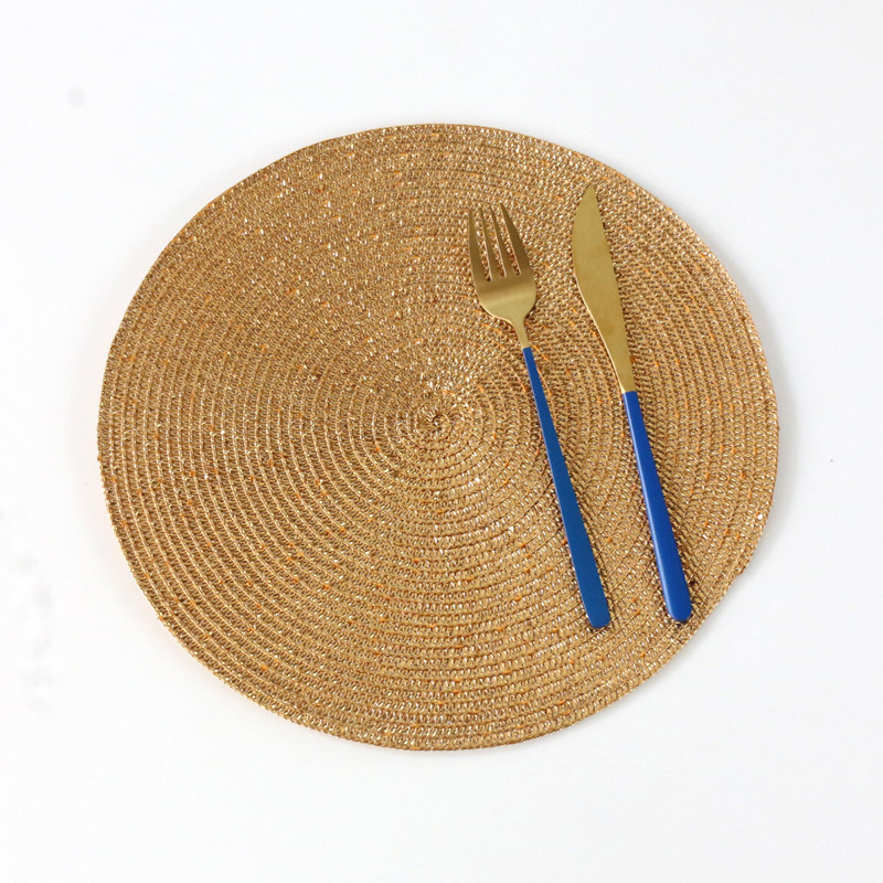 (30CM)Gold European Light Luxury Style Placemat Anti-scalding Table Mat Silver Snack Fruit Plate Mat Beverage Coffee Table Mat