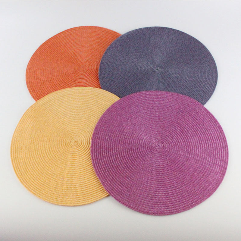 (35CM) solid color round placemat European-style simple woven insulation mat Western placemat custom non-slip table mat