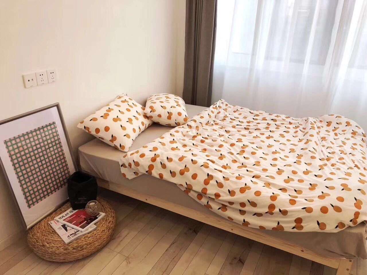 [Giảm toàn bộ] in cotton kiểu Nhật dệt kim Bọ Cạp bốn mảnh nhỏ 枇杷 法 - Bộ đồ giường bốn mảnh gối chăn
