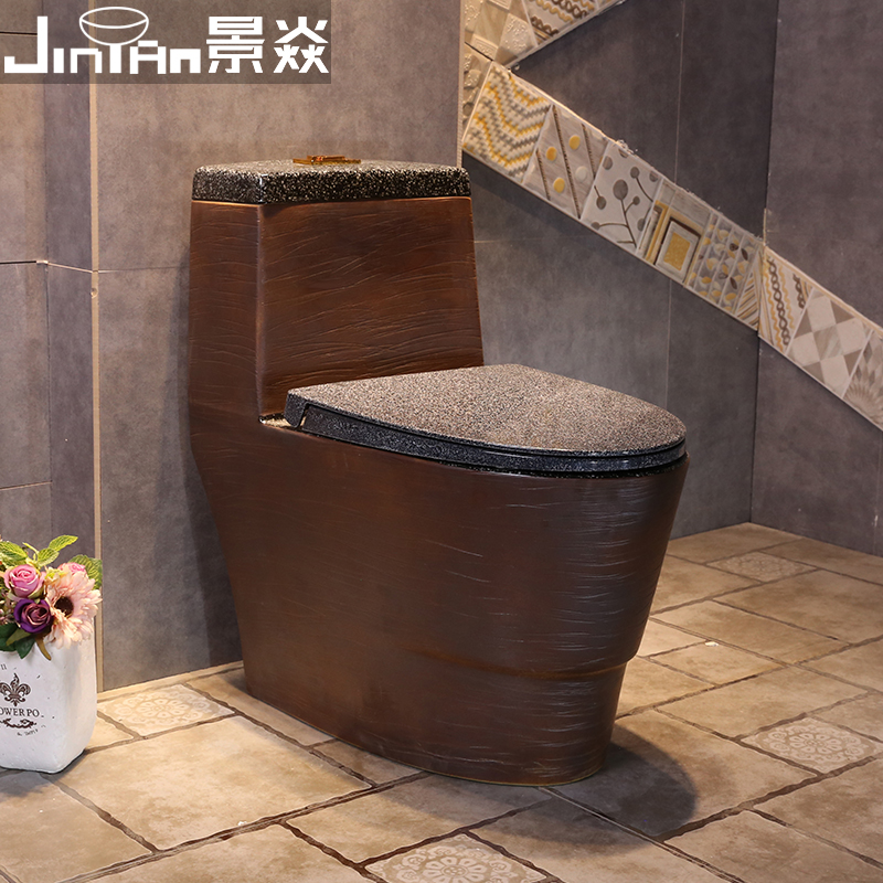 Landscape Yan Hands Brown Black Retro Art Ceramic Toilet home Makeup Room Siphon Style Water Pumping Common Toilet