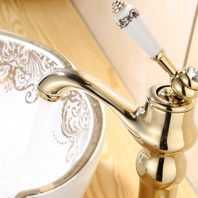 Jingyan chậu vàng phong cách châu Âu phù hợp với vòi nước nóng và lạnh vòi bàn chậu vòi dài vòi rửa chén âm tường vòi nước âm tường Vòi gắn tường