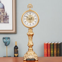 European light luxury retro table clock Living room silent table clock Desktop clock pendulum household new Chinese decoration Copper plated sitting clock