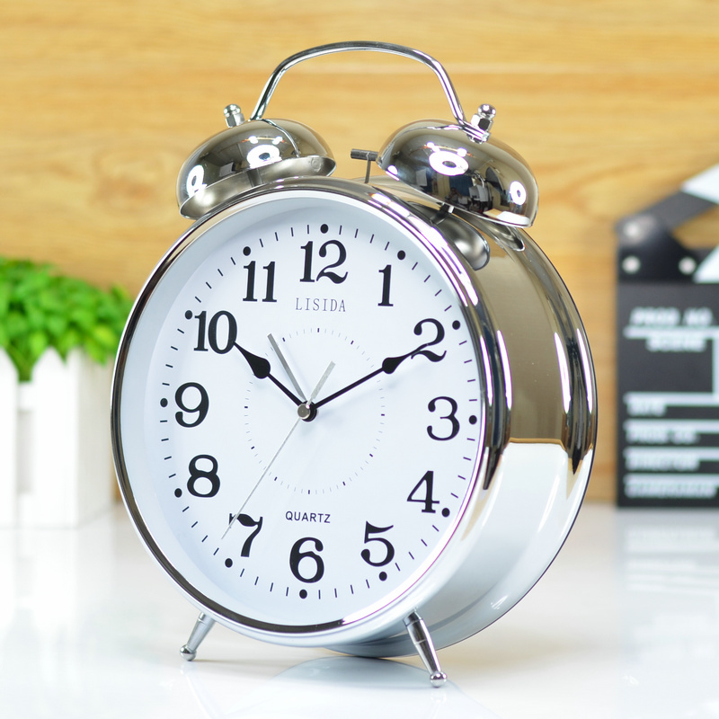 Modern fashion metal fashion alarm children mute luminous alarm clock bedroom digital simple creative fixed alarm table clock