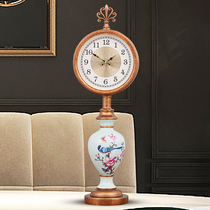 American retro creative living room pastoral silent table clock European desktop clock Bedroom ornaments Stand clock Table clock clock