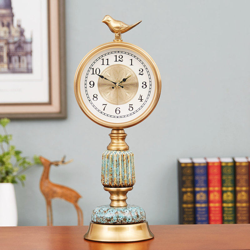 American retro decorative desk clock desktop desktop clock decoration living room standing clock new Chinese light luxury creative sitting clock