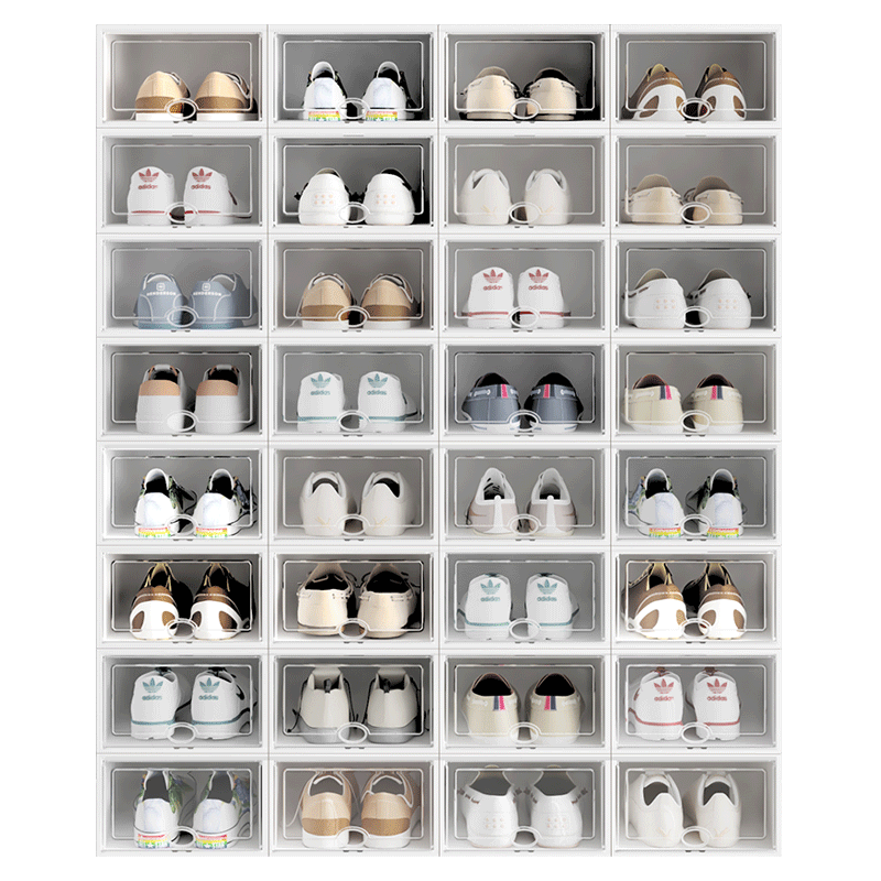 Thickened shoe box clamshell shoe storage folding storage box drawer type transparent shoe cabinet plastic shoe rack space-saving artifact