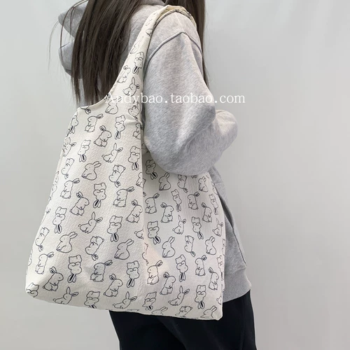 Брендовый шоппер, летний свежий кролик на одно плечо, портативный вместительный и большой жилет, цветочный принт