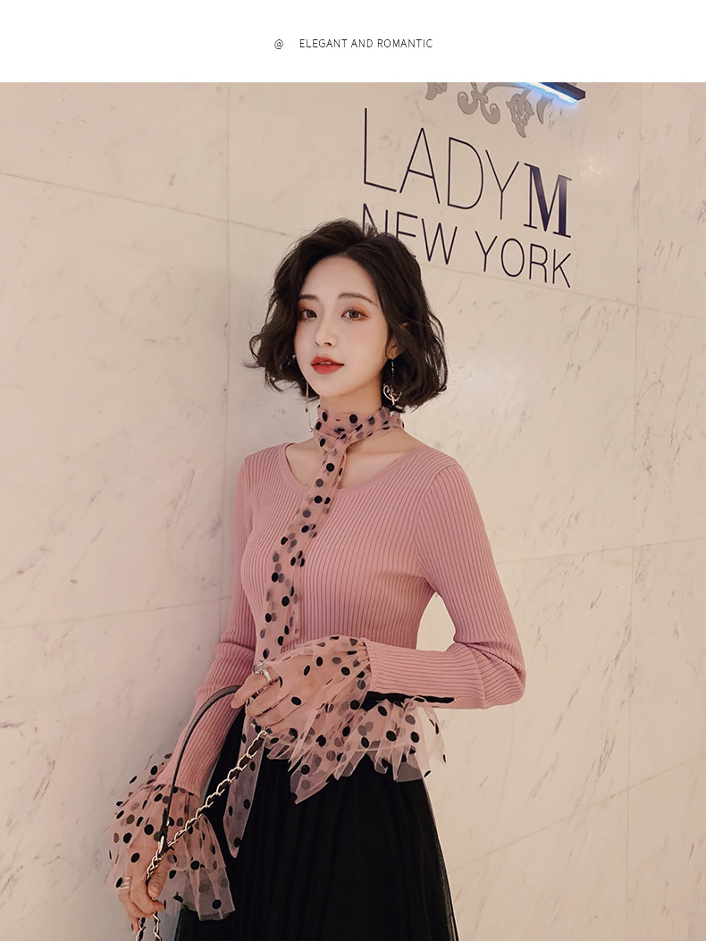 Áo len dáng dài tay bó sát áo sơ mi nữ mùa thu 2019 mới sóng rất cổ tích áo len hoang dã đa năng - Đan Cardigan áo kiểu trung niên