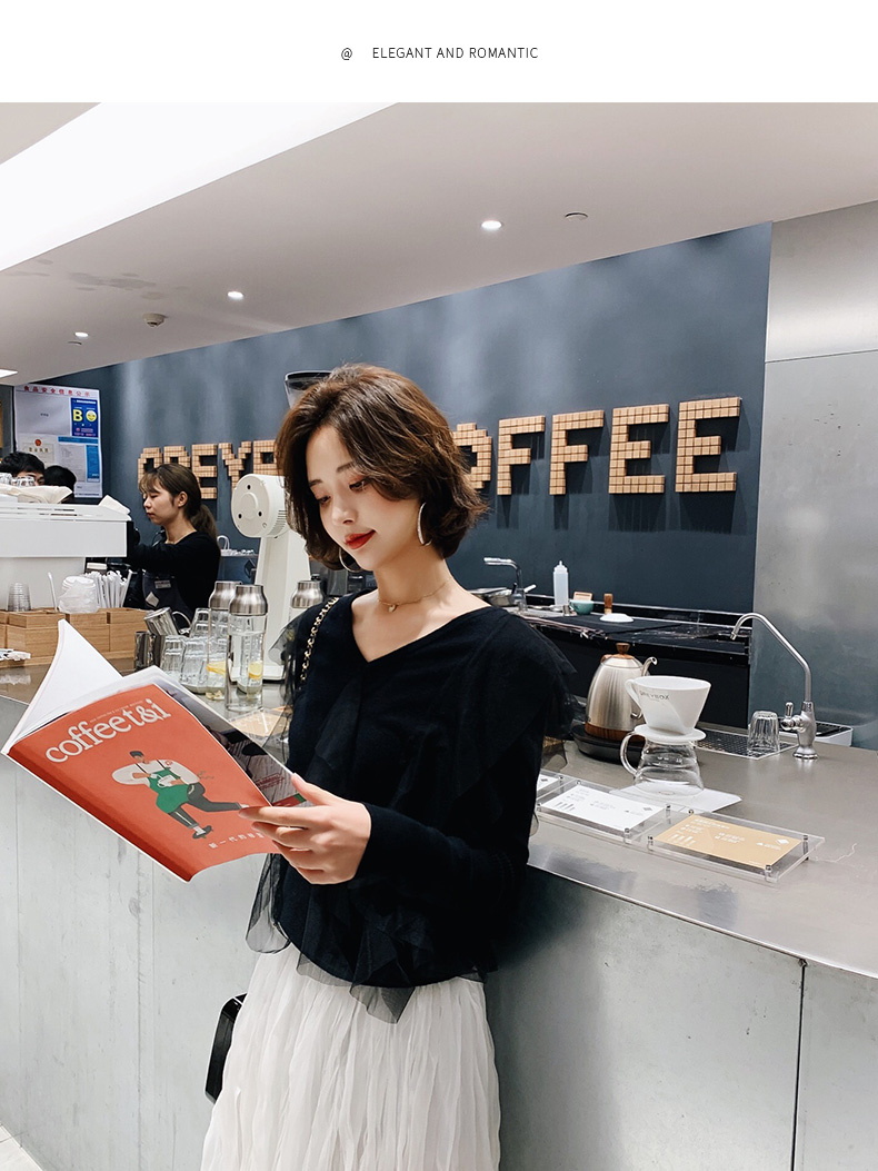 Đầm ren đen dài tay đan đáy áo nữ 2019 mùa thu mới phong cách rất cổ tích áo len lỏng lẻo mùa thu - Đan Cardigan áo len