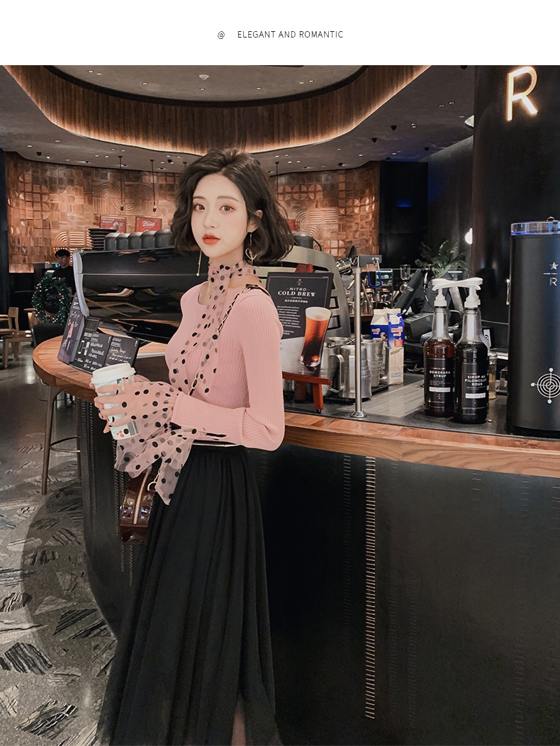 Áo len dáng dài tay bó sát áo sơ mi nữ mùa thu 2019 mới sóng rất cổ tích áo len hoang dã đa năng - Đan Cardigan áo kiểu trung niên