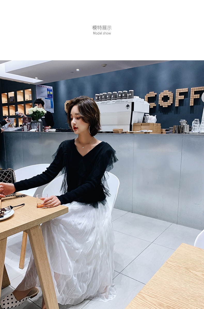 Đầm ren đen dài tay đan đáy áo nữ 2019 mùa thu mới phong cách rất cổ tích áo len lỏng lẻo mùa thu - Đan Cardigan áo len