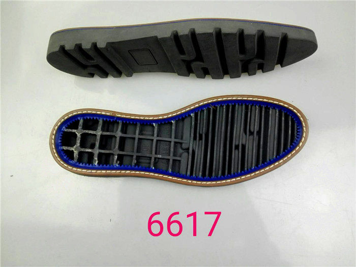 Men's rubber flat heel round toe along the strip line sole casual custom-made leather shoes repair shoe sole remake 6617