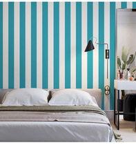Fresh and fashionable blue vertical stripe living room TV background wall wallpaper pink bedroom childrens room Mediterranean wallpaper
