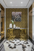 Black new Chinese style entrance study classical large plaid wallpaper Hotel Hotel Tea House PVC wallpaper Hotel