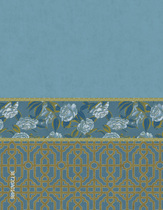 Green flower blue Chinese style pane plain waist line integrated seamless high-definition digital printing wall cloth living-room book room wall cloth