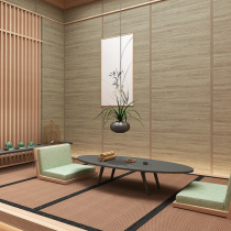 Simple Japanese style and wind wood grain plain imitation straw mat woven wallpaper tatami study furniture store background wallpaper