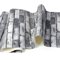 Classic retro new Chinese brick wallpaper light gray brick wallpaper dark red brick hotel tea house decoration