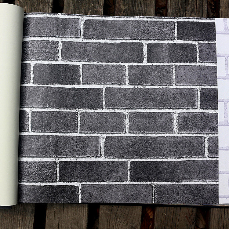 PVC engineering brick pattern wallpaper retro Chinese style three-dimensional imitation red brick gray brick wallpaper Chinese teahouse 3D brick