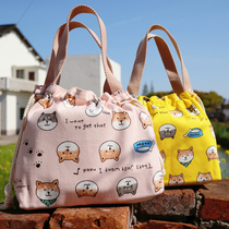 Japanese cute lunch box tote bag lunch bag drawstring canvas small body large capacity student with rice bag lunch bag