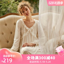 Sweet Palace Court Wind Sleeping Dress Spring Autumn Season Retro Lace Long Dress Home Dress Princess Sexy Pyjamas Woman Long Sleeve Mesh Veil