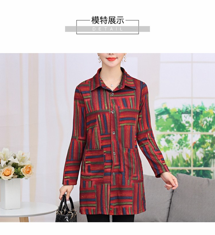 Phụ nữ trung niên mùa thu và mùa đông dày áo sơ mi dài tay của mẹ lớn áo sơ mi váy gió quốc gia áo sơ mi dày áo kiểu nữ đẹp tuổi 40