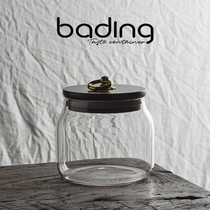 Acacia wood glass tea tank portable sealed tank storage tank transparent small tea tank storage tank