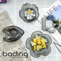 European crystal glass dishes creative smoke gray dried fruit dishes Nordic home salad dessert bowls