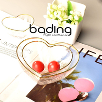 Creative heart-shaped hammer salad bowl home gold-rimmed crystal glass snack dessert bowl fruit vegetable soup bowl tableware