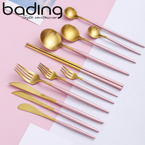 European style high grade Portuguese tableware 304 stainless steel dessert knife fork spoon Western food set