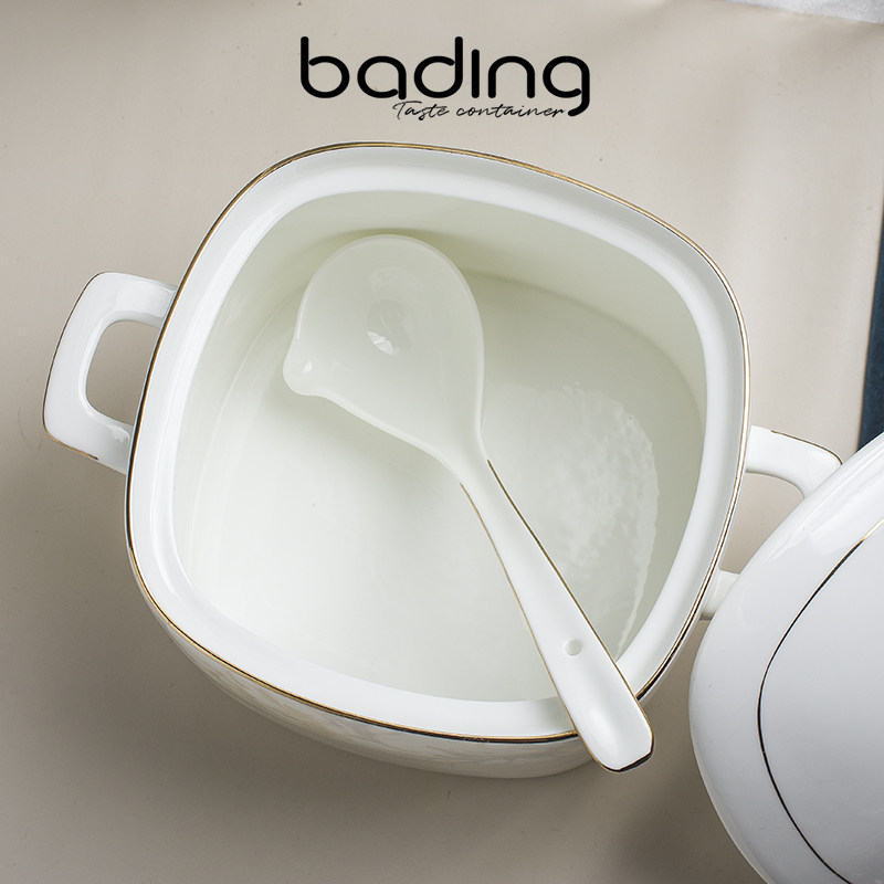 Bone China Nordic Style Handcrafted Sketching Large Soup Spoon High Broth Spoon In Broth With Soup Without Leaking Spoon Crooked Mouth Spoon