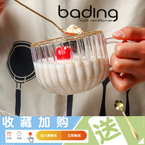 Net red INS girl heart creative handmade High Borosilicate anti-hot handle breakfast milk cereal large capacity glass glass