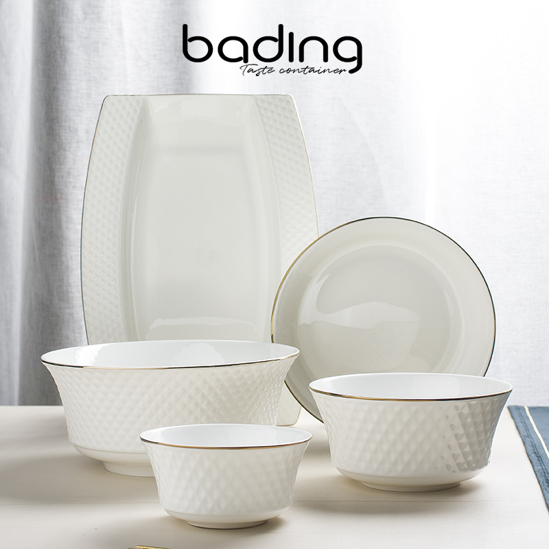 Nordic Jane Phnom Penh Bone Rome Diamond Table Tableware Eat and Drink Soup Bowl Fried Deep Disk Fish Disk Bowl