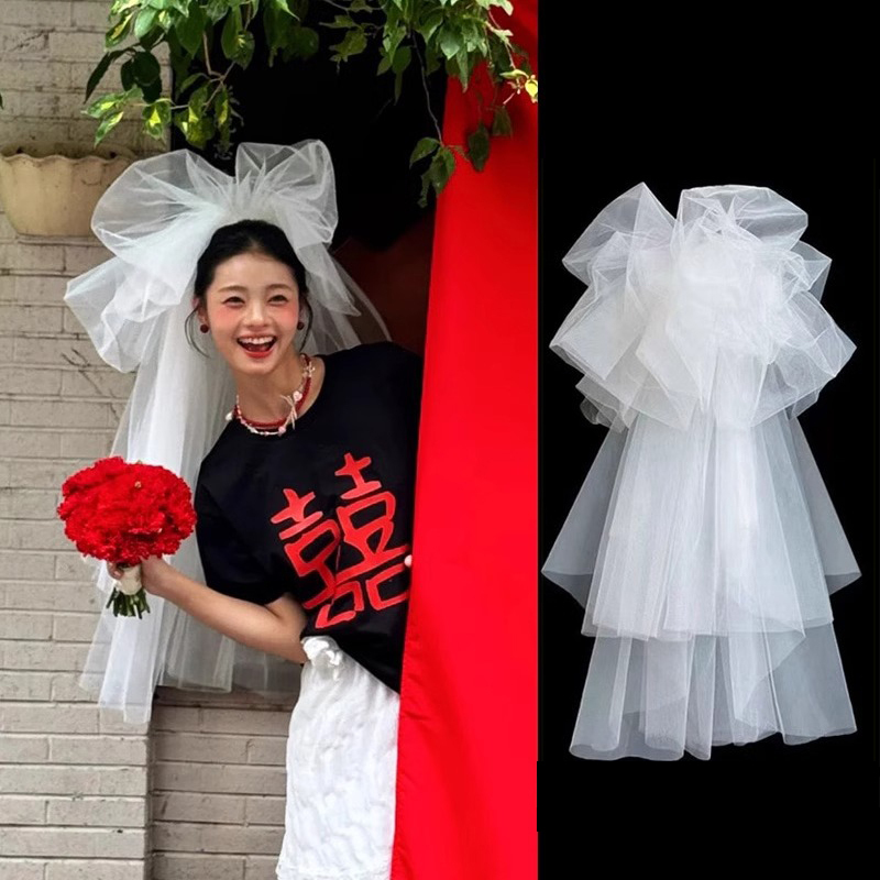 Veil for Marriage Registration, Proposal, Unique Cloud-Like Tulle, Stunning Street Style, Puffy Veil, High-End Wedding Headpiece, White