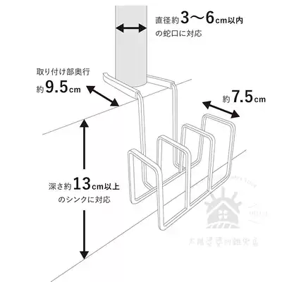 现货日本山崎实业yamazaki厨房水槽清洁海绵沥水架收纳架三位4399