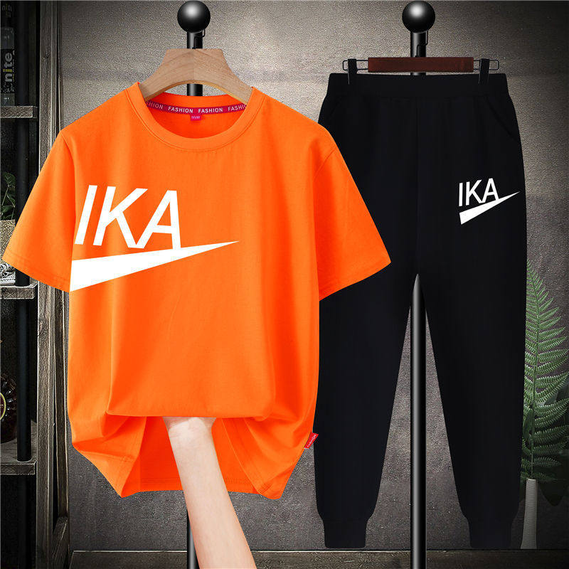 Nike Ton Fat Boy Suit Summer Dress Foreign Pie Children Online Red Clothes Big Boy Men's Clothing Sports Short Sleeves