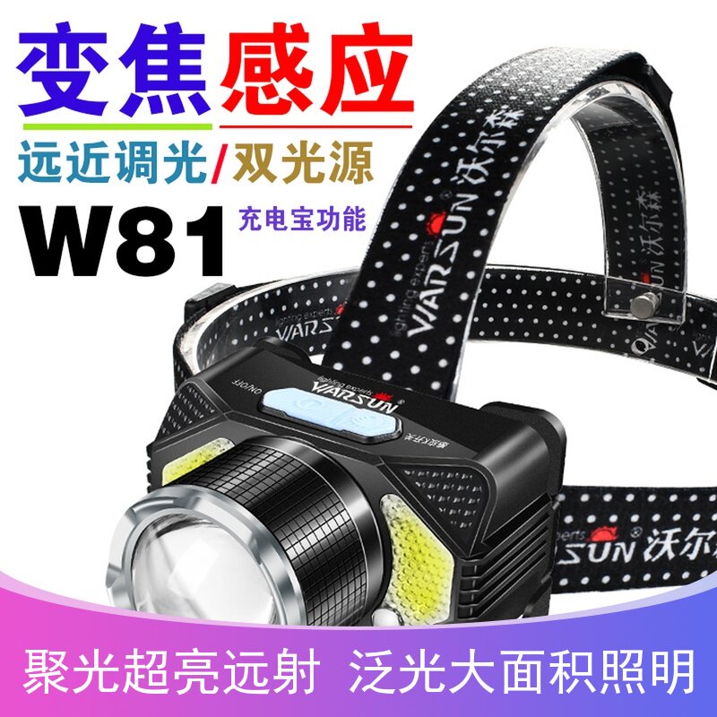 Volson w81 Induction Headlights Night Fishing Super Bright Light Zoom Telephoto Charged Led Outdoor Headwear Type of lamp