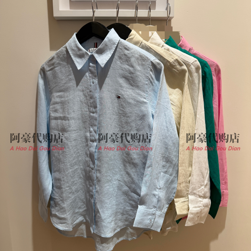 Tommy Hilfiger26 New Spring and Summer Women's Casual and Comfortable Linen Loose Shirt Jacket Ww50854 Tommy Hilfiger26 New Spring and Summer Women's Casual and Comfortable Linen Loose Shirt Jacket Ww50854
