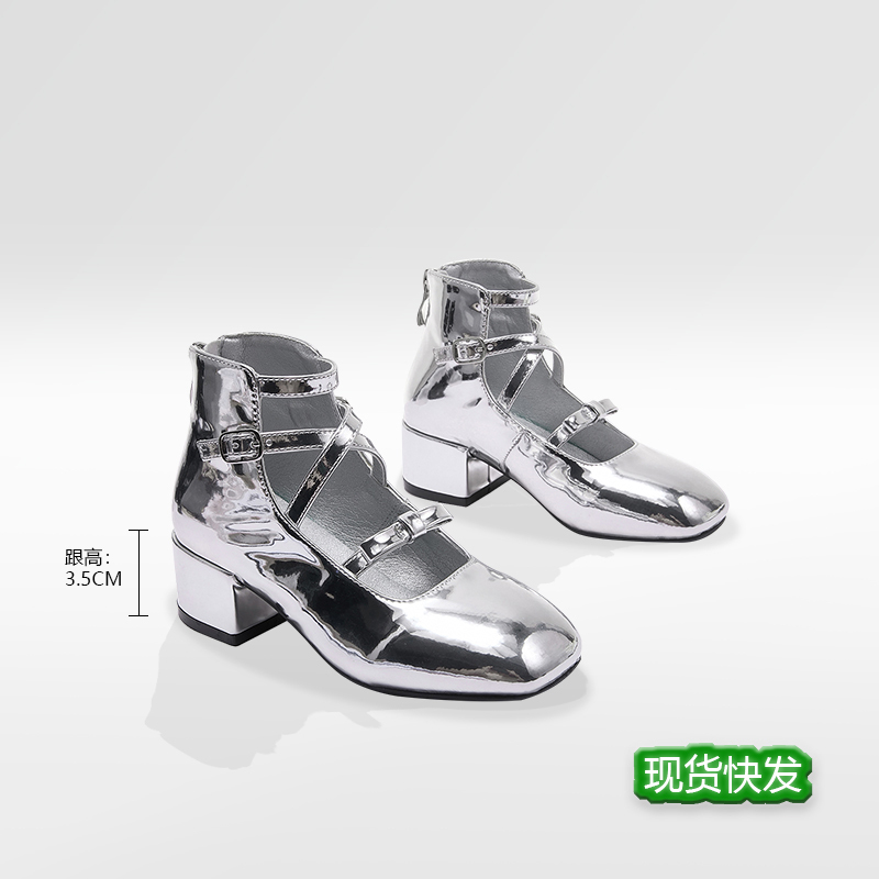 Girls' Catwalk Stage Shoes, Thick-Heeled Soft Mary Jane Stage Shiny Leather Shoes, High-Heeled Performance Sandals Girls' Catwalk Stage Shoes, Thick-Heeled Soft Mary Jane Stage Shiny Leather Shoes, High-Heeled Performance Sandals