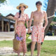 Fresh printed small chest push-up conservative boxer briefs three-piece bikini couple swimsuit beach spa swimsuit